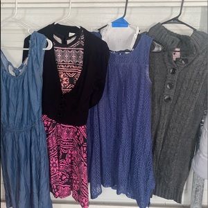 Selling clothes, dresses, shirts, pants, a jacket